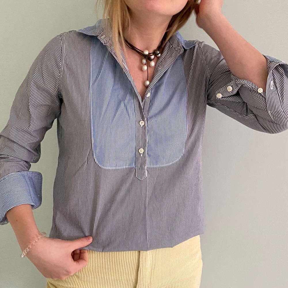 J Crew Bib Popover Stripe Shirt